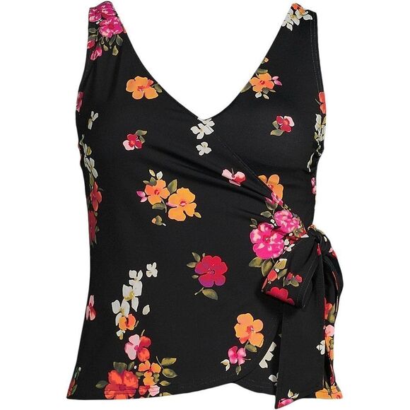 Land's End Plus Size side tie tankini top soft cup black meadow floral Various - Picture 5 of 6